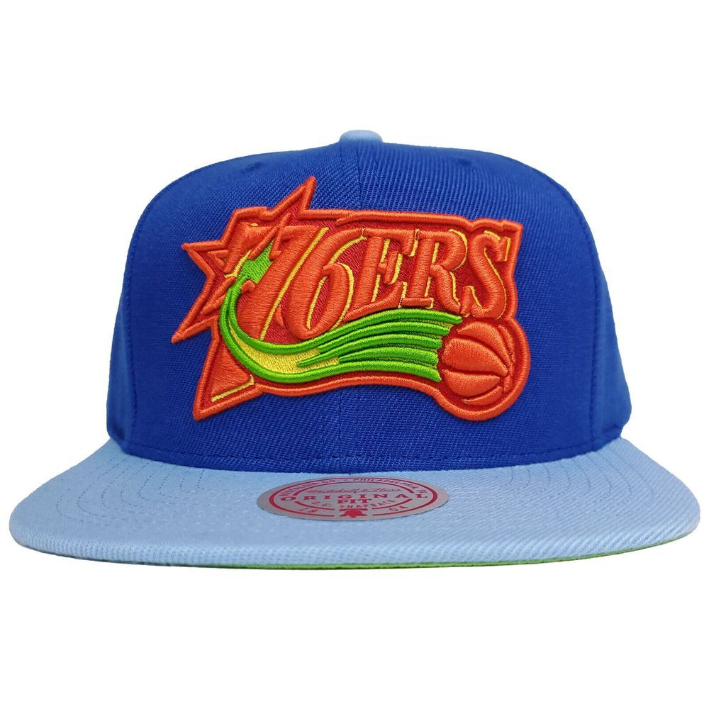 Philadelphia 76ers Mitchell & Ness NBA Snapback Hat Cap 3D Logo Blue NWT